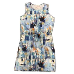 Coco Y Club Blue Artsy Abstract Print Sleeveless Scoop-Neck Coverup Dress Size S